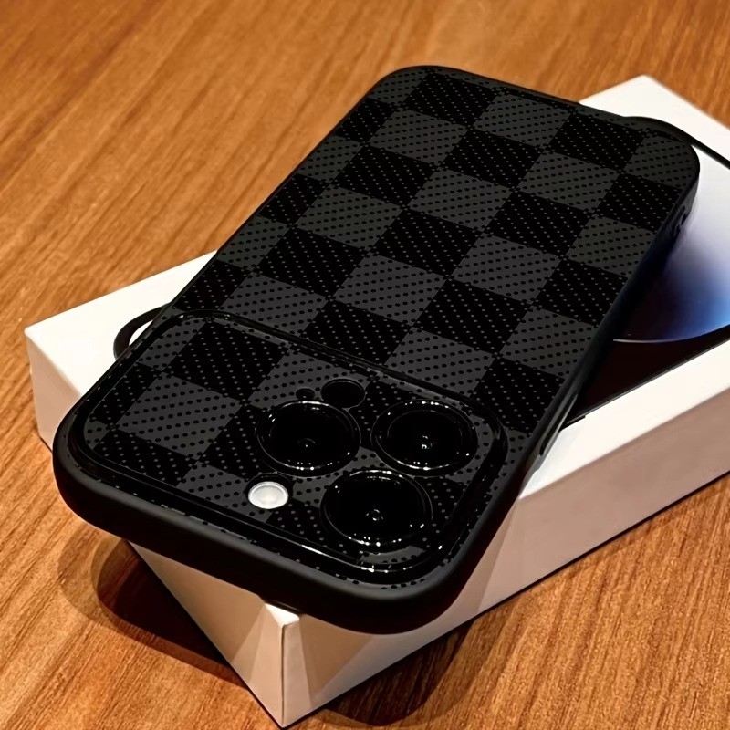 แฟชั่นสีดําตารางซิลิโคนรูปแบบเคสโทรศัพท์สําหรับiPhone 17 Pro 16 15 14 13 12 11 Pro Max X XR XS Max 16 Plusนุ่ม