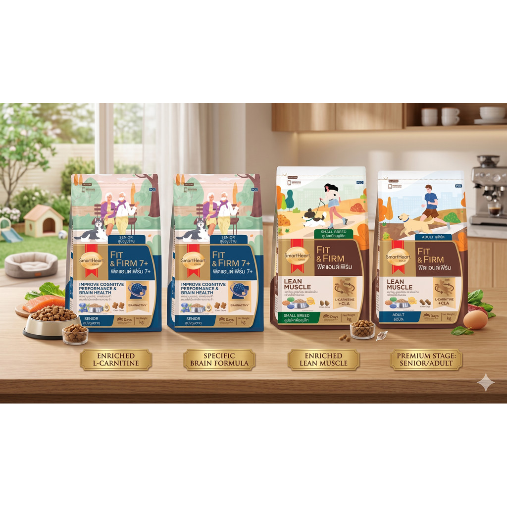 SmartHeart GOLD Fit&Firm อาหารสุนัข สูตรฟิตแอนด์เฟิร์ม ขนาด 3 กก.{อาหารสุนัขเม็ด}