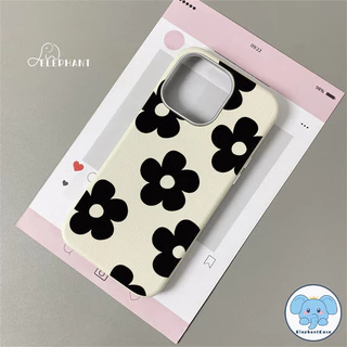 เคสหนังสกิน ลายดอกไม้ดำ น่ารัก หลากสี สไตล์ฮิต คู่รัก สำหรับiPhone 15 17 16 11 13 AIR 14 12 Pro Max 14 15 16 Plus XR X