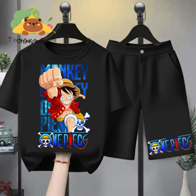 [COD]LE2(hot)  KID ใหม่!!!  ชุดใหม่สำหรับเด็ก ลายการ์ตูนน่ารัก วันพีซ ONE PIECE ลวดลายมังกี้ ดี ลูฟี่ เสื้อผ้าเด็ก ชุดเส