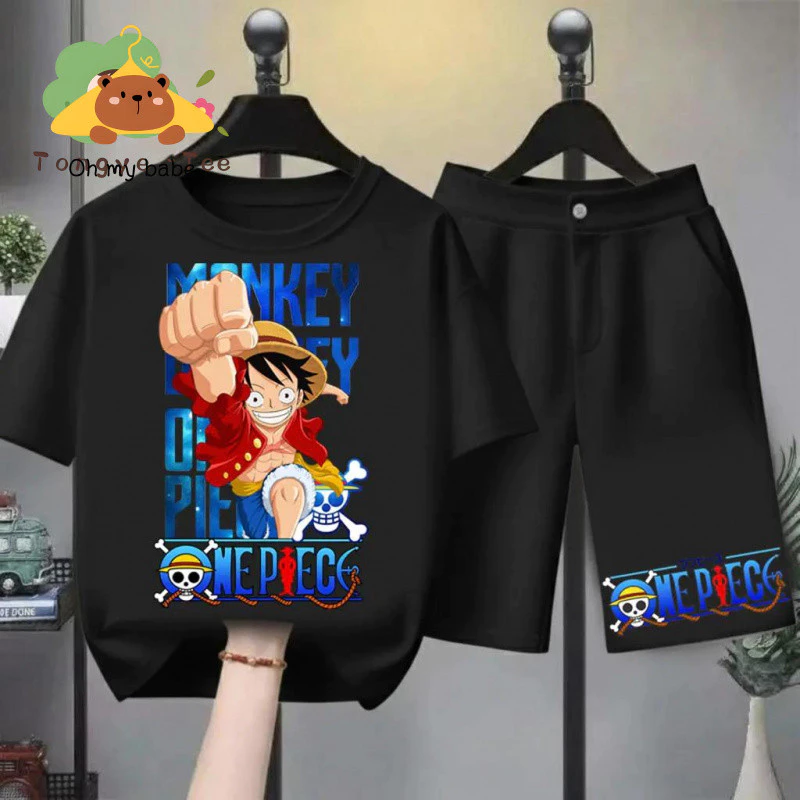 [COD]LE2(hot) KID ใหม่!!! ชุดใหม่สำหรับเด็ก ลายการ์ตูนน่ารัก วันพีซ ONE PIECE ลวดลายมังกี้ ดี ลูฟี่ เสื้อผ้าเด็ก ชุดเส