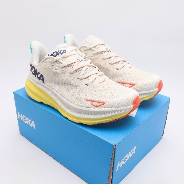 HOKA ONE ONE Clifton 9 ผู้ชายผู้หญิงมืออาชีพกันกระแทกรองเท้าวิ่ง,รองเท้าผ้าใบระบายอากาศพื้นหนา,น้ําหนักเบาเป็นพิเศษ,Unisex,ขนาด 36-45,พร้อมกล่องรองเท้า,คลังสินค้าพร้อม,จัดส่งฟรี IYNZ X0OT