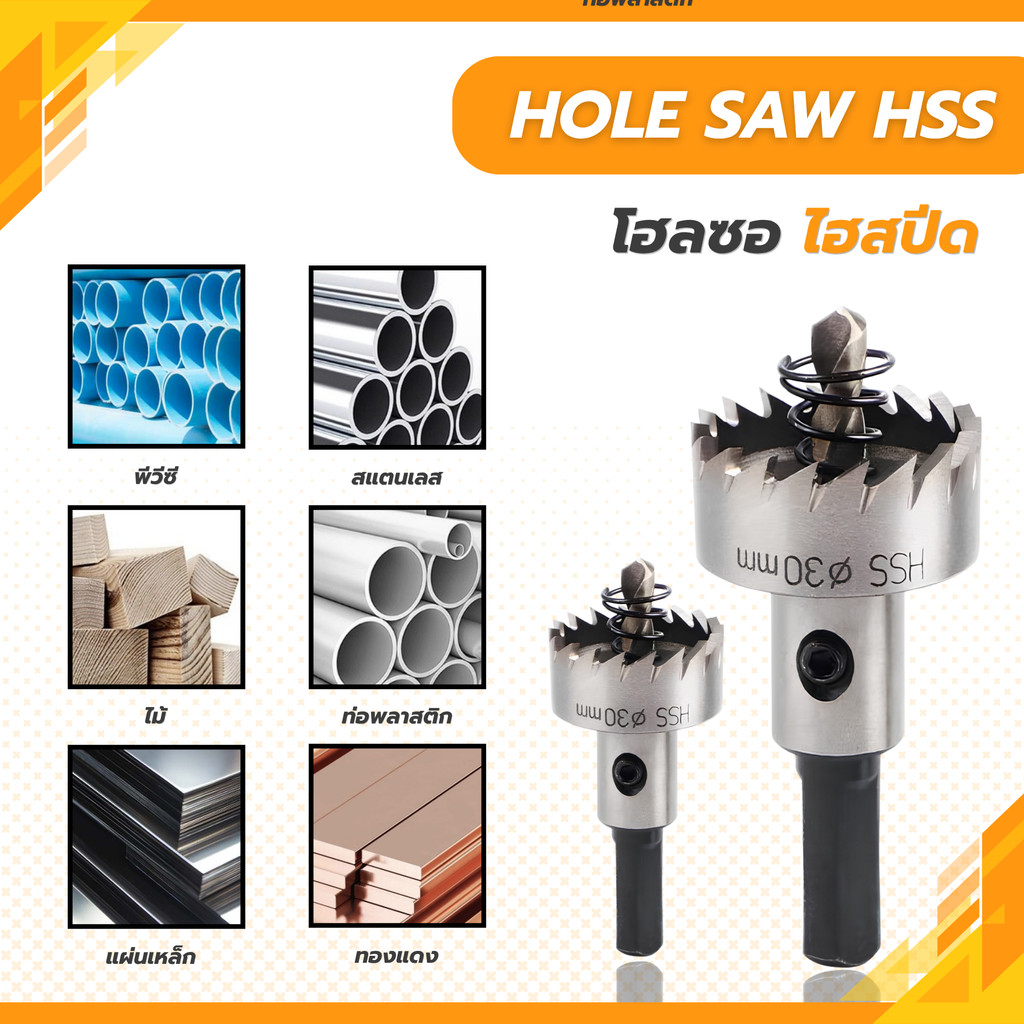 HSS hole saw โฮลซอ ไฮสปีด HSS เจาะเหล็ก มีขนาด12mm-50mm ดอกสว่านเจาะรู ดอกเจาะ