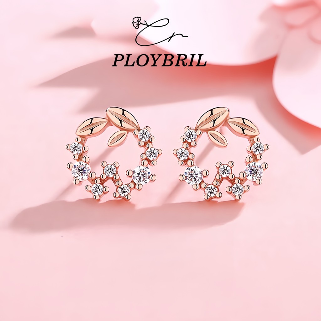 PLOYBRIL ต่างหู รุ่น ดอกเบญจมาศ สี Rose Gold ต่างหูแฟชั่น ผู้หญิง E090