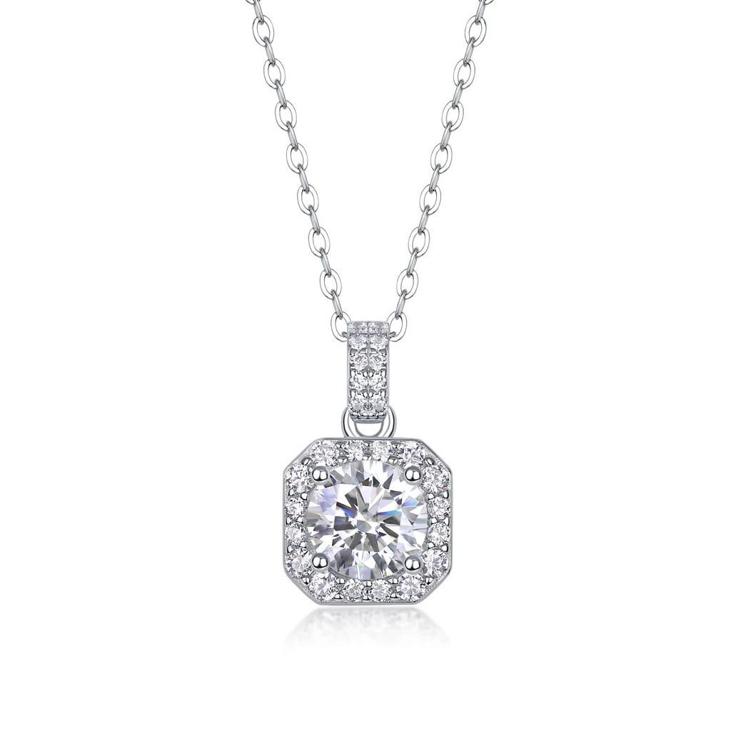 1 CTW Moissanite จี้ 925 เงินสเตอร์ลิงเครื่องประดับ Elegant GRA ใบรับรองสร้อยคอ