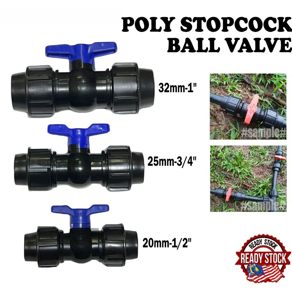Poly Ball Valve Heavy Duty Poly Stopcock Stop Tap Ball Valve/Compression Ball Valve-20mm(1/2") 25mm(