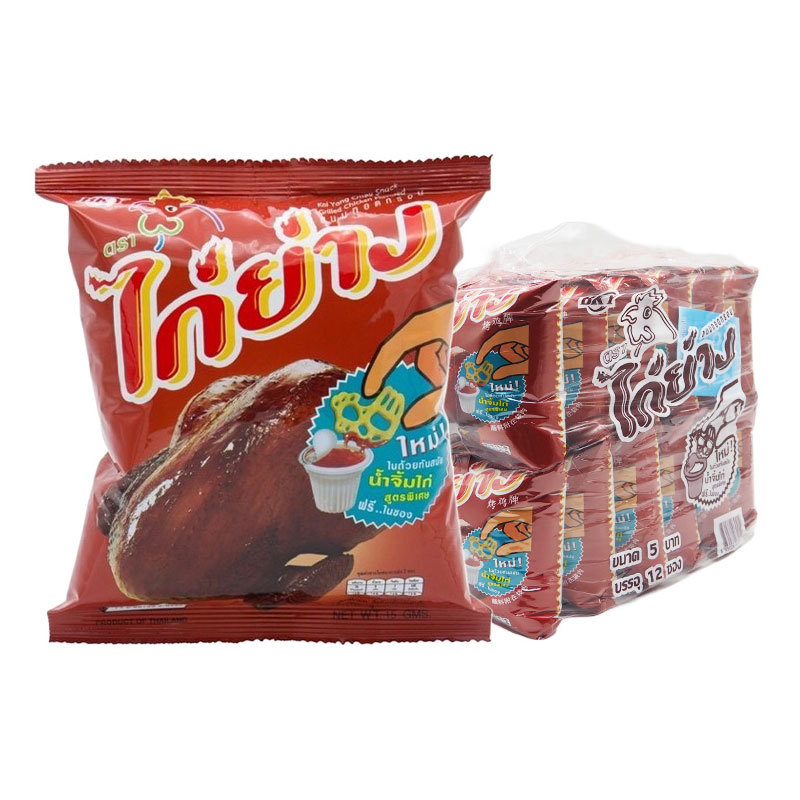 ไก่ย่าง ขนมทอดกรอบ 12 ก. x 12 (KAI YANG Extrude 12 g x 12) โปโลแมน POLOMAN
