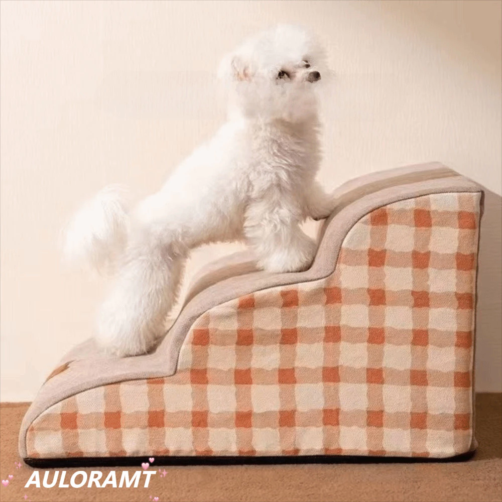 AULORAMT บันไดสุนัข,กันลื่น 1-3 ขั้นตอนความปลอดภัยสัตว์เลี้ยงลาด,ล้างทําความสะอาดได้ที่ถอดออกได้หน่วยความจําโฟม Rebound สุนัขลาดบันไดเตียง