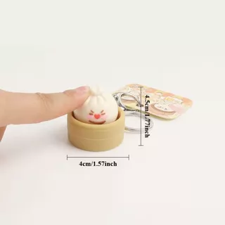 CLICKER พวงกุญแจห้อยกระเป๋า ซาลาเปา 3D ของเล่นคลายเครียด การ์ตูนน่ารัก จี้กระเป๋าเป้าขนาดเล็ก สำหรับเด็กชายหญิง