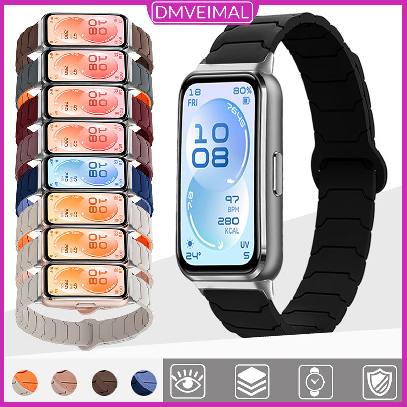 สายคล้องข้อมือซิลิโคนแม่เหล็ก for Smartwatch Huawei Band 11 / 11 Pro สายรัดข้อมือสปอร์ตแบบปรับได้ สำหรับอุปกรณ์สปอร์ต