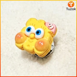 Tuzok ปุ่มกดชักโครกการ์ตูน สพันจ์บ็อบ ป้องกันเล็บยาวไม่บิ่น ติดสุญญากาศไม่เจาะรู