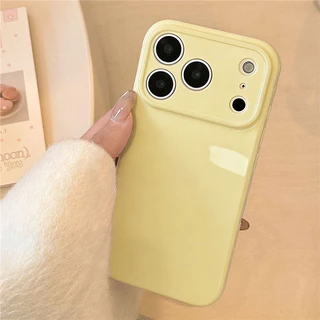 สำหรับ iPhone 16 17 15 13 14 12 11 Pro Max XR 15 14 16 Plus รุ่นใหม่ เคสกันกระแทกสีพาสเทลเรียบง่ายแฟชั่นขอบลายหัวใจ