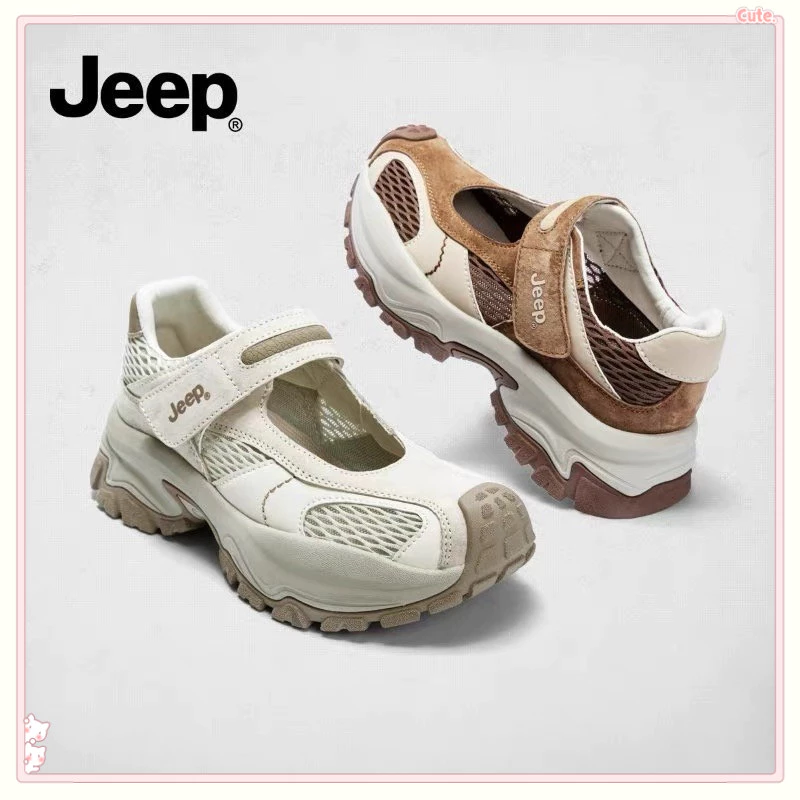 Jeep หนาSoled Mary Jane รองเท้าผู้หญิง 2026 สไตล์ใหม่ตาข่ายระบายอากาศรองเท้าขี้เกียจลําลอง