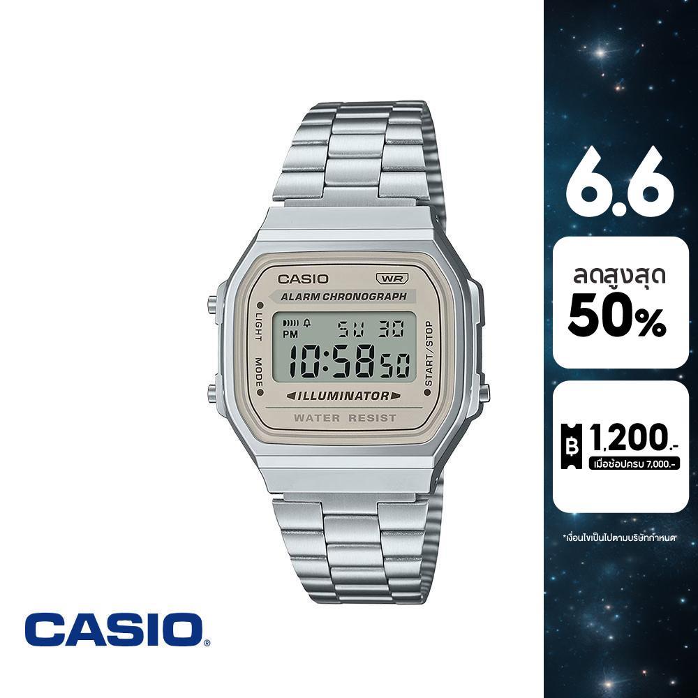 CASIO นาฬิกาข้อมือ CASIO รุ่น A168WA-8AYDF วัสดุสเตนเลสสตีล สีขาวครีม
