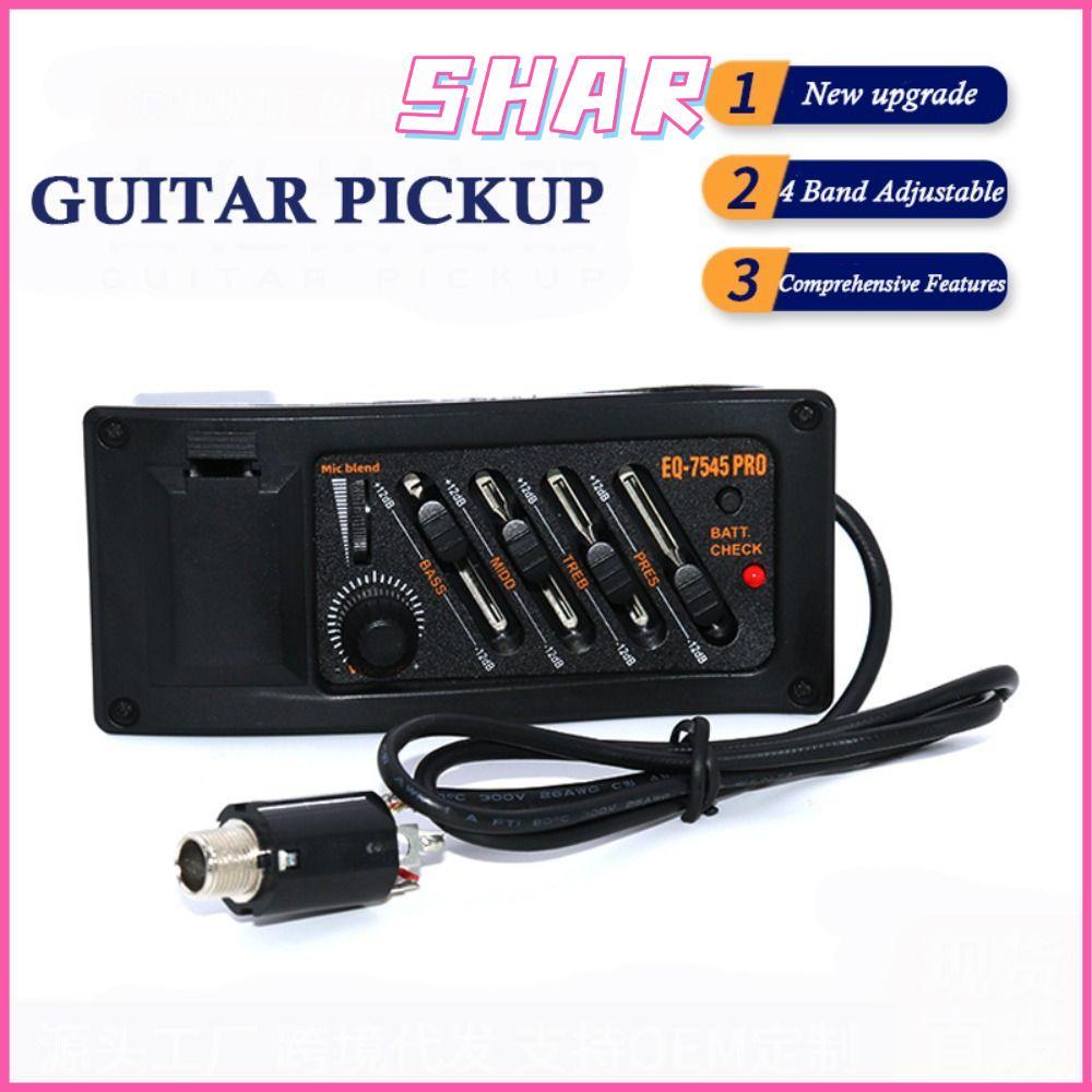 SHAR กีต้าร์โปร่ง Preamp Amplifier, Equalizer Tuner EQ 7545R ปิ๊กอัพกีต้าร์, ปรับ 4 Band อุปกรณ์เสริ