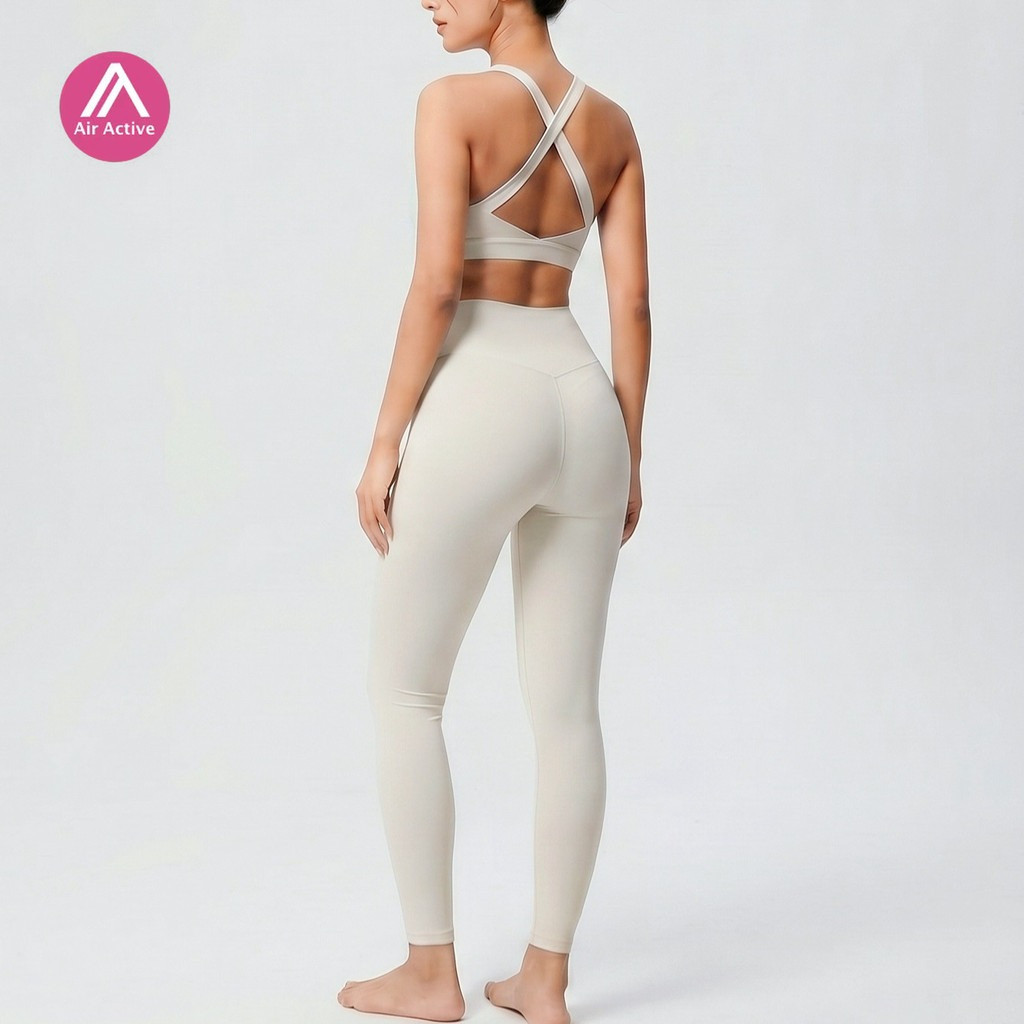 Airactive Leisure Yoga Sports Set High Support Cross Back Sports Bra และกางเกงกีฬาเอวสูง