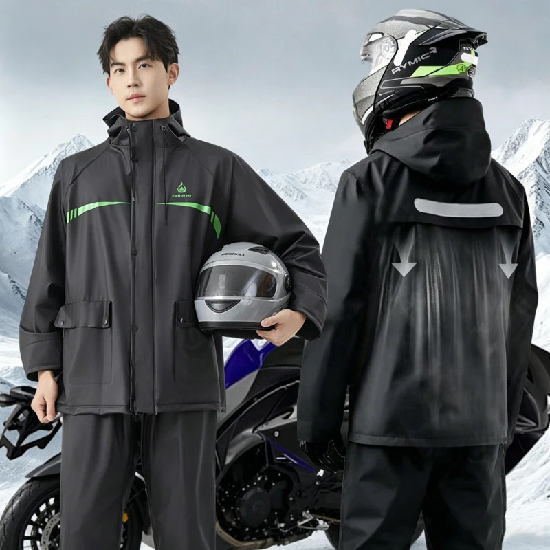 เสื้อกันฝน Raincoat รุ่นหมวกติดเสื้อพร้อมกางเกงและกระเป๋า thumbnail 4