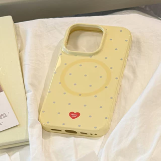 Magnetic Contrast Color Simple Polka Dot iphone เคสโทรศัพท์เหมาะสําหรับ iphone17/16/15/14/13/12 promax เคสป้องกัน