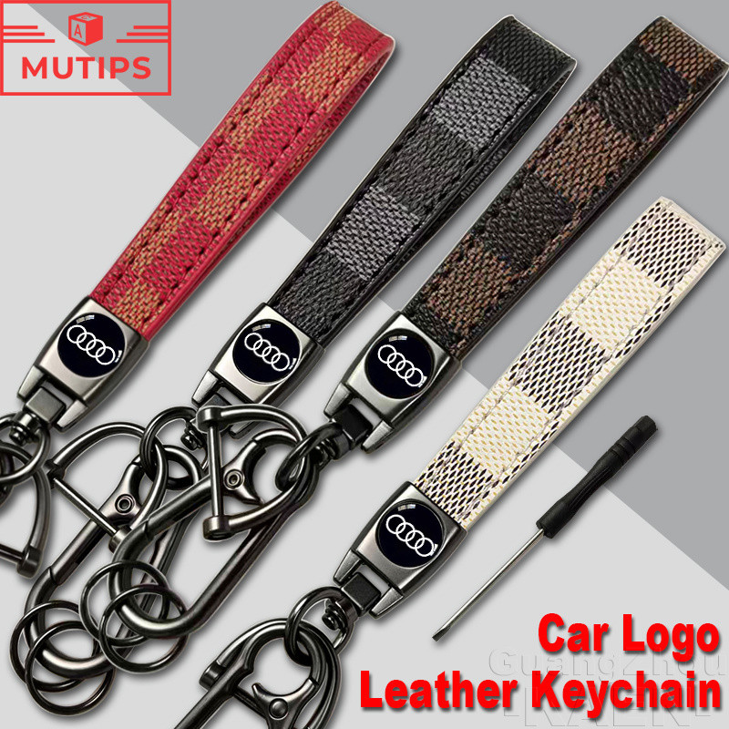 Audi โลโก้รถยนต์ Keychain พวงกุญแจสายหนัง PU แฟชั่น พวงกุญแจห่วง แหวนกุญแจรถจักรยานยนต์ สำหรับ A3 8l