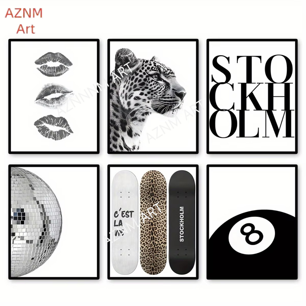Retro Leopard Cheetah บทคัดย่อผ้าใบพิมพ์โปสเตอร์ Chic Modern Minimalism Art พิมพ์ห้องนั่งเล่นตกแต่งบ้านโปสเตอร์