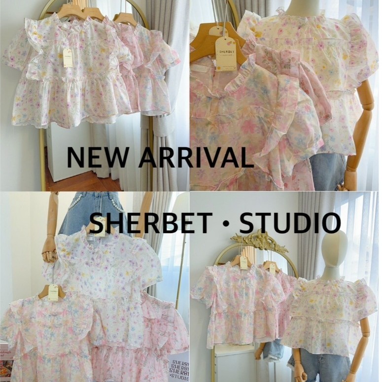 ป้าย Sherbet เสื้อแขนตุ๊กตาแขนระบาย 2 ชั้น อก 42 นิ้ว ยาว 22 นิ้ว