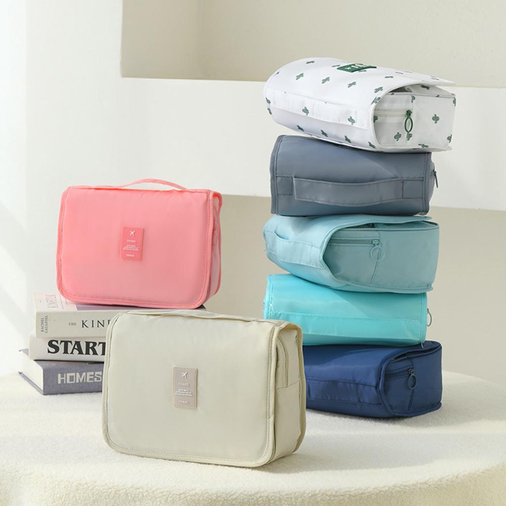แบบพกพาแป้ง Washbag มีตะขอแขวนกันน้ําเครื่องสําอางกระเป๋าเดินทางขนาดใหญ่กระเป๋า P1h0