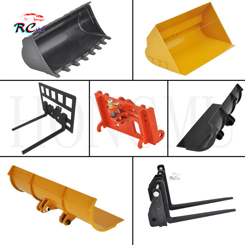 Huina 1583 583 โลหะส้อมถัง Quick Hitch Bucker Chaner สําหรับ 1/16 RC โลหะล้อ Loader อะไหล่ NYHP