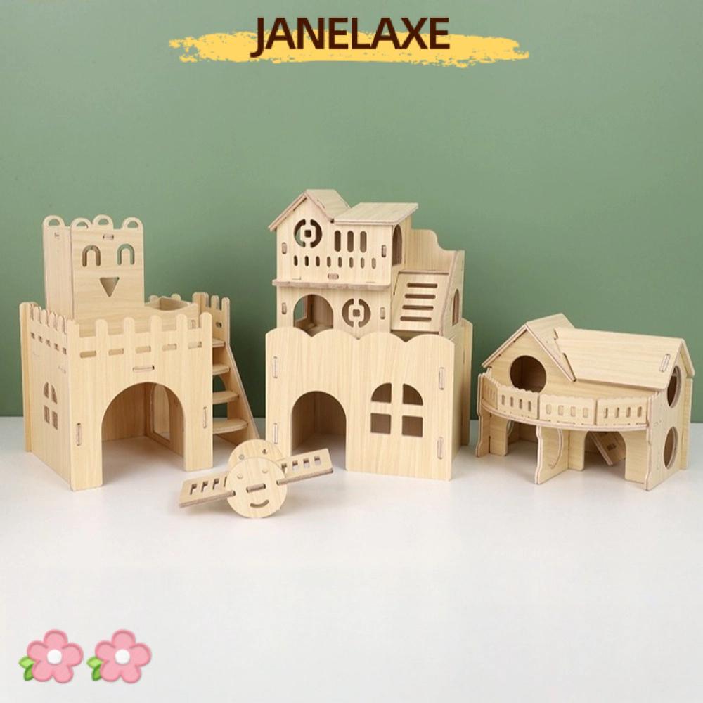 JANELAXE932JN House, Chewable ติดตั้งง่ายวิลล่าหนูแฮมสเตอร์, อุปกรณ์กรงไม้ทนทาน Seesaw Swing อุปกรณ์