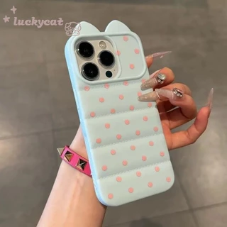 Insจุดที่มีสีสันน่ารักหูแมวนุ่มเคสโทรศัพท์สําหรับiPhone 17 16 15 14 13 12 11 Pro Max 16 15 14 Plus