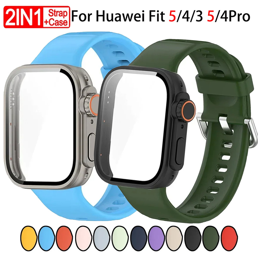 Full Case + Band สําหรับ Huawei Watch Fit 5 Pro/4 Pro/5/4 กรอบกันชน Protector ฝาครอบสร้อยข้อมือสายรัดข้อมือ