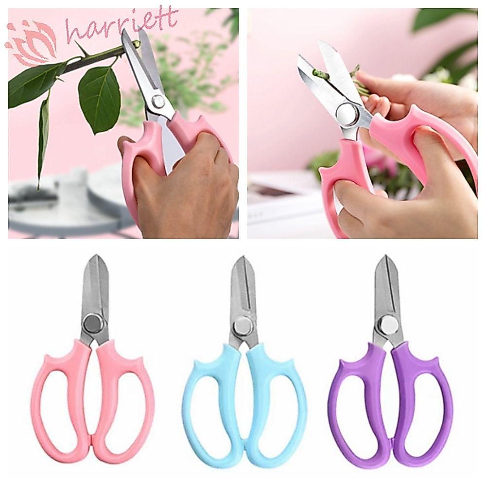 เครื่องมือตัดแต่งกิ่ง ฮาร์ริตต์, กรรไกรตัดแต่งกิ่งสวนสีม่วงสีฟ้า, เครื่องมือตกปลาหัวข้อศอกหัวตรงกรรไกรดอกไม้สีชมพูสําหรับครัวเรือนกระถาง