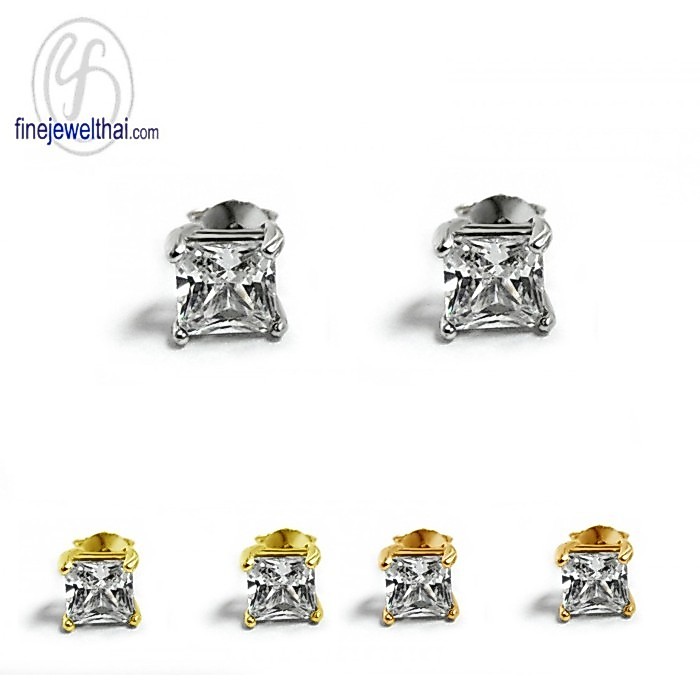 Finejewelthai ต่างหู-ต่างหูเพชรCZ-ต่างหูเงินแท้-Diamond-CZ-Silver-Earring-E2005cz