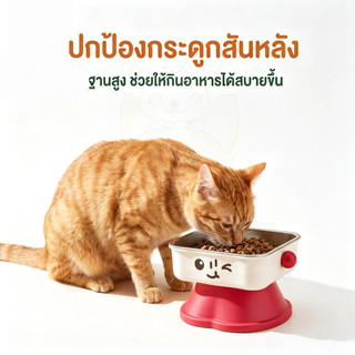 wen.W2 ชามใส่อาหารสัตว์ สแตนเลสยกสูงป้องกันการสำลักอาหาร ชามอาหารสัตว์ทรงยกสูง