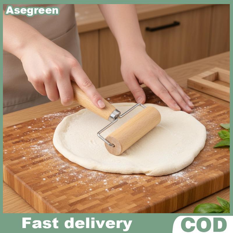 [Asegreen] ลูกกลิ้งอบ Sti พร้อมที่จับไม้ Rolling Pin Nonsti พื้นผิวสําหรับแป้ง F Ondant Pastry พิซซ่าอุปกรณ์ครัวเบเกอรี่