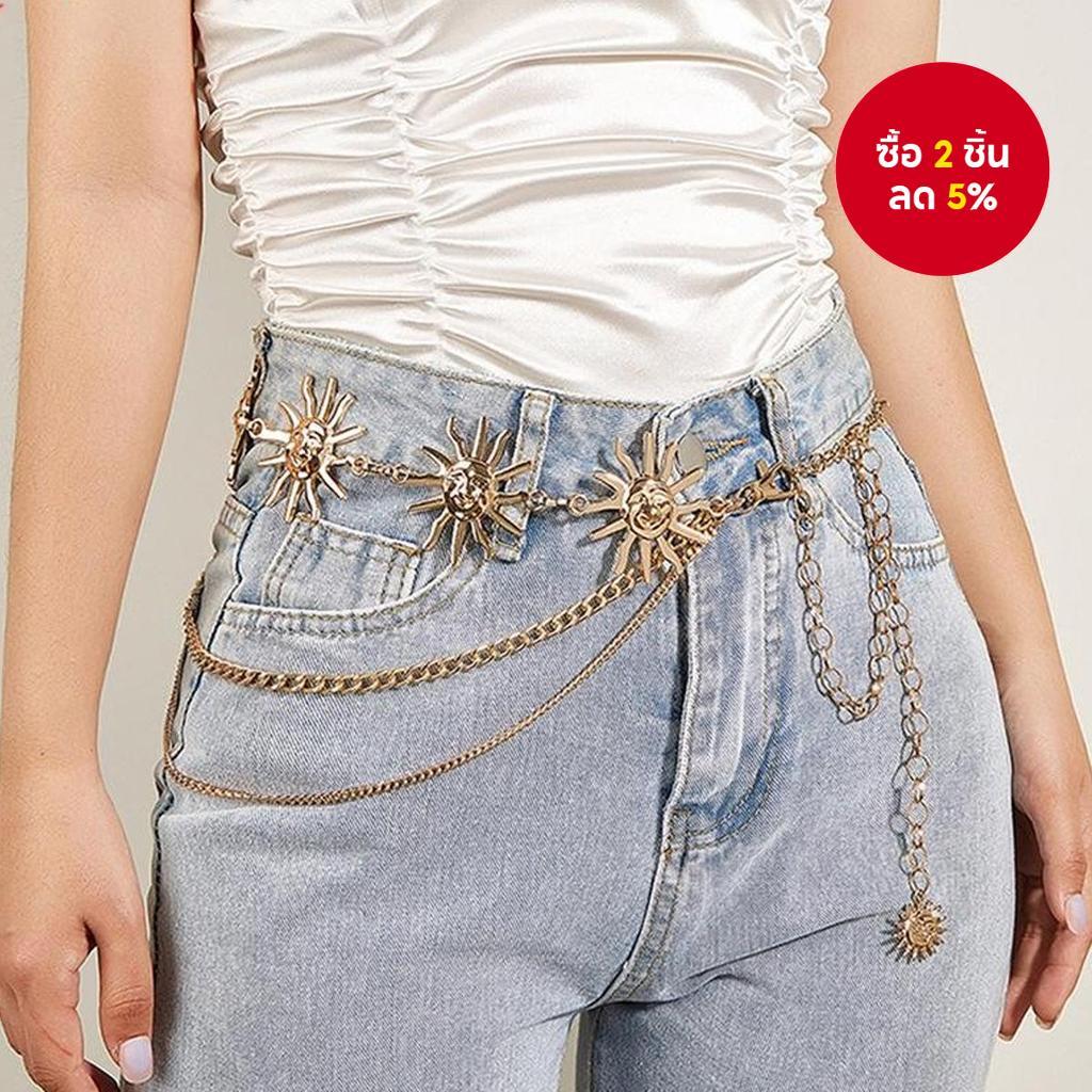 Multi Layer Punk Gothic Moon Sun เข็มขัดโลหะผู้หญิงแฟชั่นอุปกรณ์เสริม