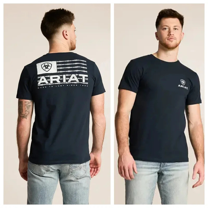 เสื้อยืด Ariat Hombre Freedom Western Cowboy Equestrian Sport ผ้าฝ้าย 100% ลายกราฟิก สำหรับผู้ชายและ