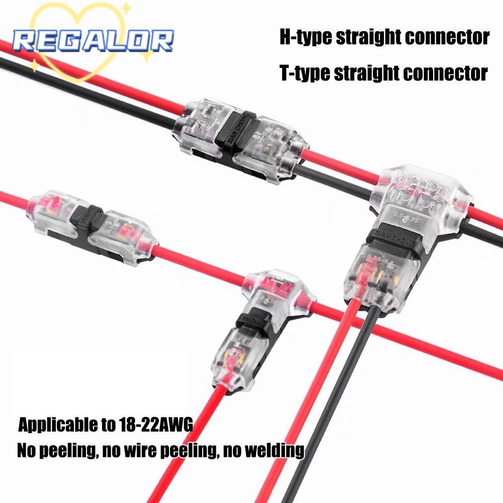 REGALOR0G 1 ชิ้นสายไฟ Crimp,การเชื่อมต่อสายเคเบิล Strip 8-22AWG Pluggable Wire Connector, 2Pin Quick