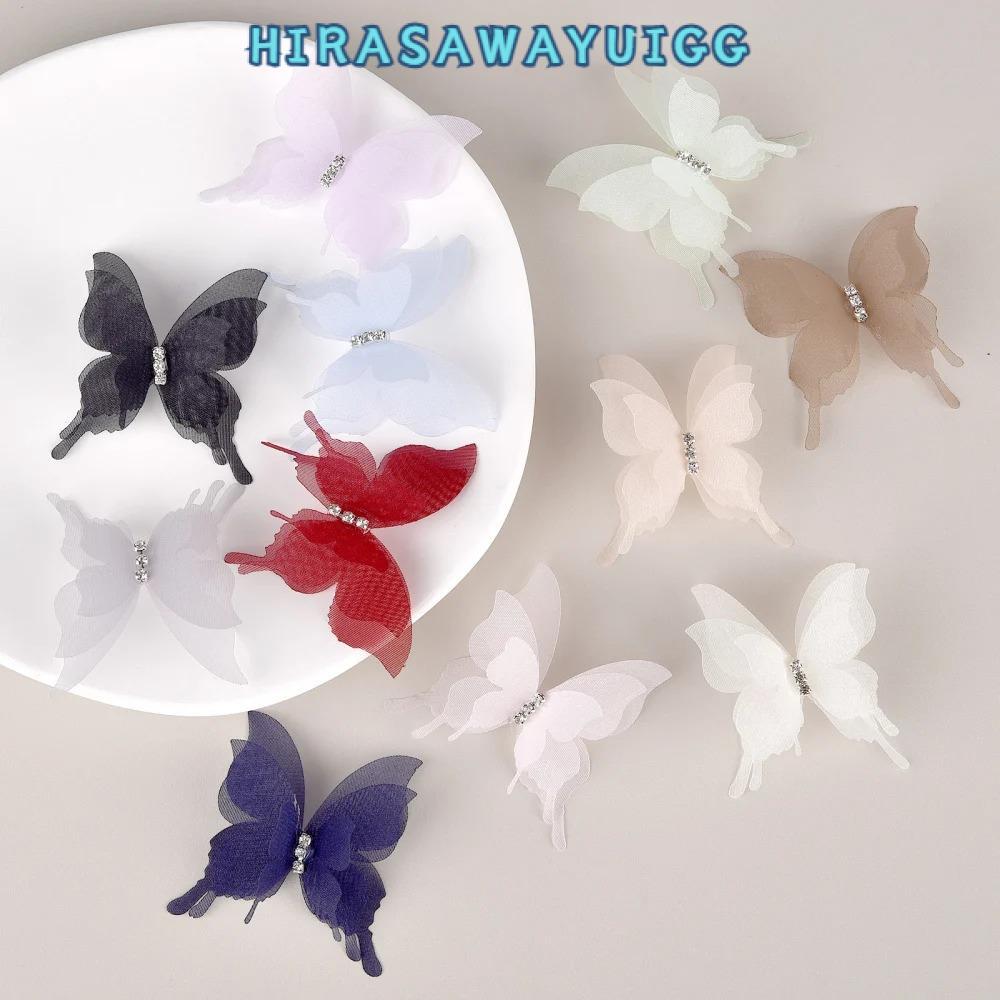 HIRASAWAYUIGG 20 ชิ้นชีฟองผีเสื้อ,Gradient สี Organza ผ้าผีเสื้อ Appliques, Dreamy โปร่งแสง 5 ซม.DIY เย็บหัตถกรรมตกแต่งสําหรับ Hairband เล็บตกแต่ง