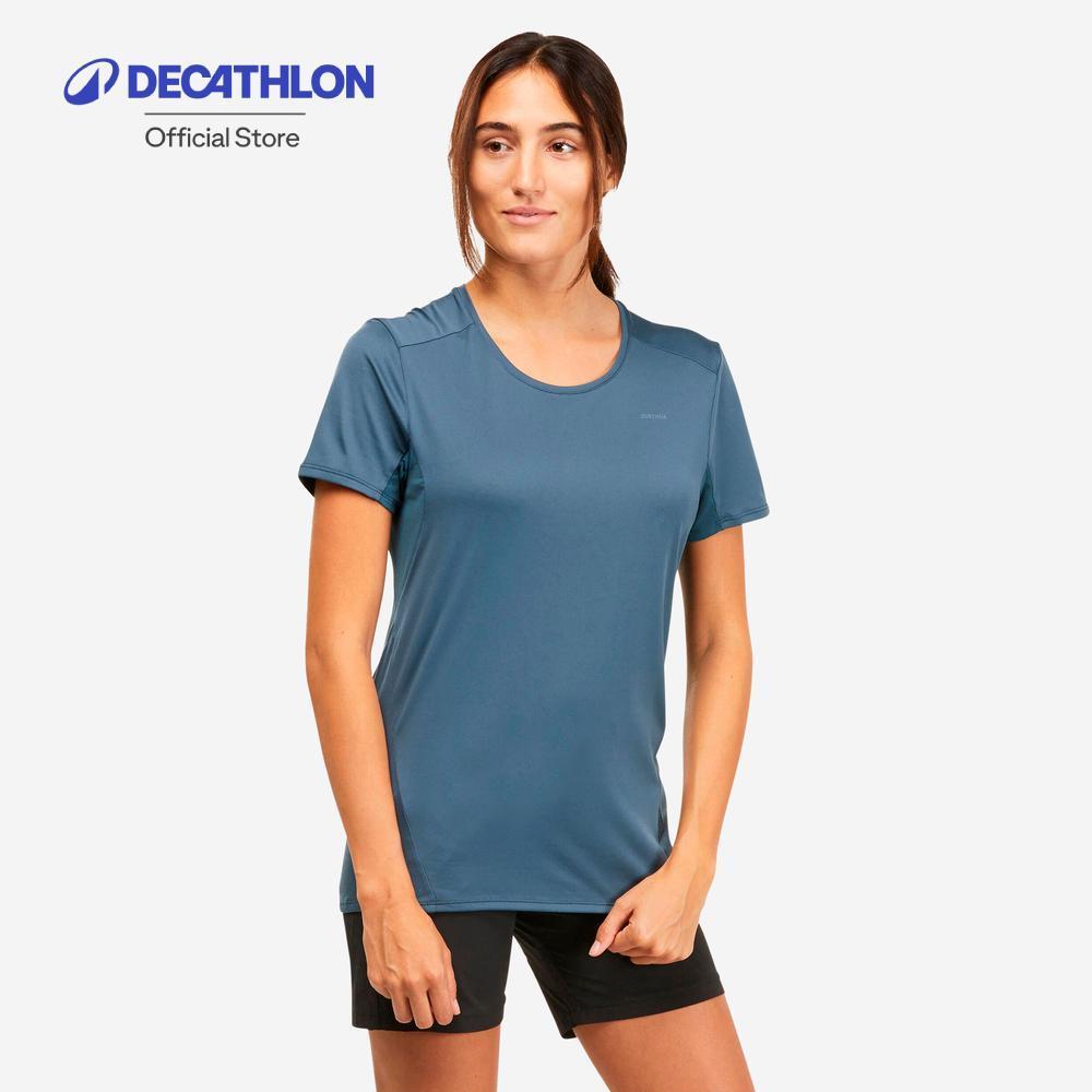 Decathlon Women’S Mountain Walking Short-Sleeved T-Shirt เสื้อยืดแขนสั้นผู้หญิงใส่เดินป่า รุ่น Mh100 - Grey
