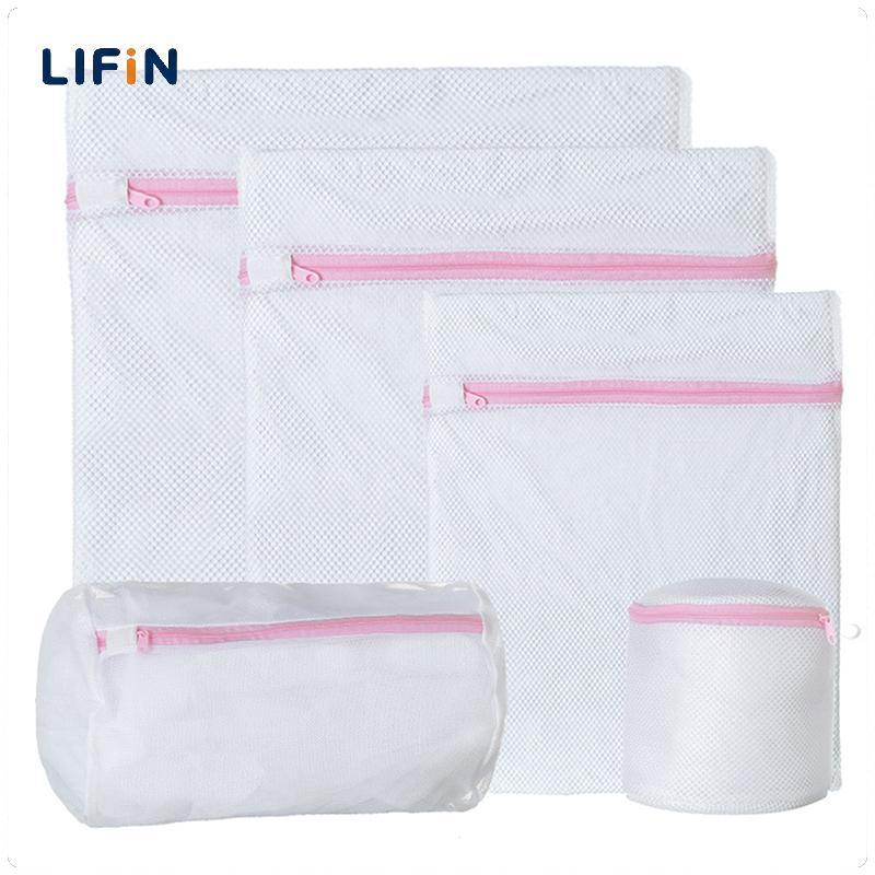 Lifin Mart ถุงซักผ้ามีซิป 3 ขนาด ตาข่ายซักผ้าถนอมเนื้อผ้า สำหรับเสื้อผ้าและชุดชั้นใน พับเก็บได้