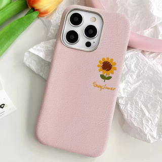 เคสไอโฟน 17 ดอกทานตะวันน่ารัก เนื้อหนังที่มีลายเนื้ออ่อนนุ่ม For IPhone 17 16 13 15 11 14 12 Pro Max 7 8 Plus XR X เคส