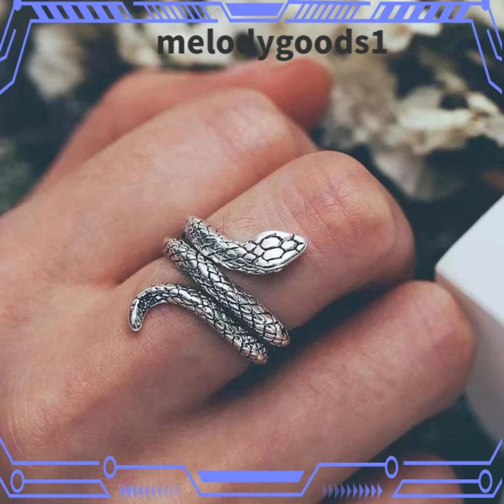 MELODYGOODS แหวนเปิด, แหวนงูโกธิคหรูหรา, เครื่องประดับจัดเลี้ยงย้อนยุคแบบปรับได้อุปกรณ์เสริมนิช