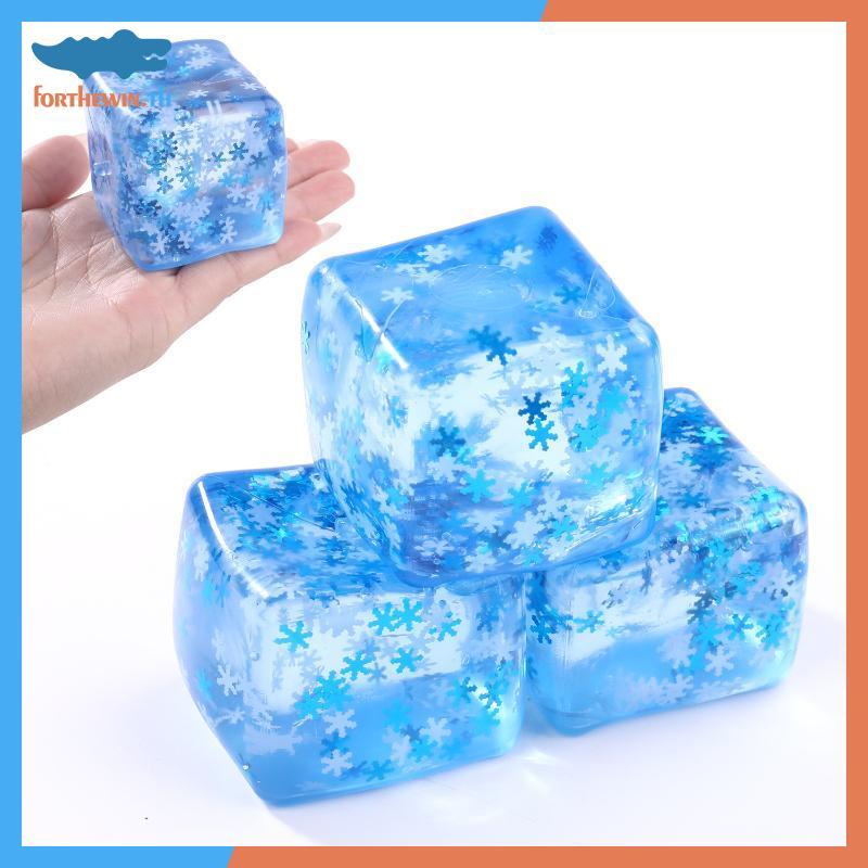 Forthewin Stress Balls Ice Cube พร้อมเกล็ดหิมะภายในของเล่นบีบน้ําแข็ง Fidget Slow Rise Squishy th