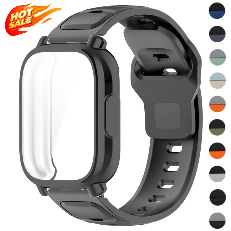 สายรัดซิลิโคน + เคสหน้าจอ TPU สําหรับ Redmi Watch 5 Active/5 Lite แถบระบายอากาศแบบเต็ม