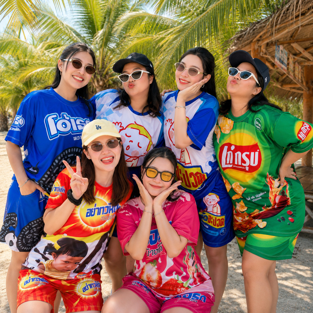 TMS เสื้อผ้า ชุดเซ็ท SET 2 ชิ้น กางเกง ขาสั้น ล้อเลียนขนม แฟชั่น น่ารักๆ ผู้หญิง ผู้ชาย สาวอวบ ไซส์ใหญ่ พิเศษ คนอ้วน