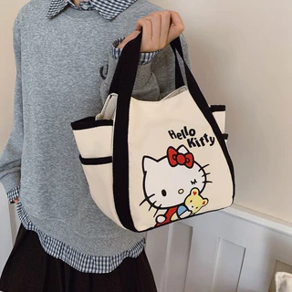 2026 Hello Kitty Bento Bag กระเป๋าถือแบบพกพาความจุขนาดใหญ่มีสไตล์