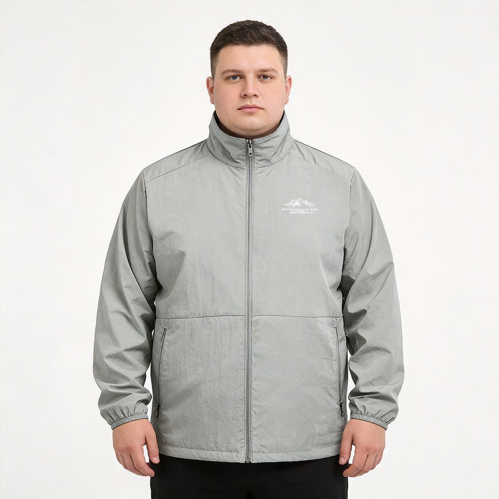 Oversize Men Stand Collar Sun Protection Plus Size Streetwear เสื้อแจ็คเก็ตกันลม