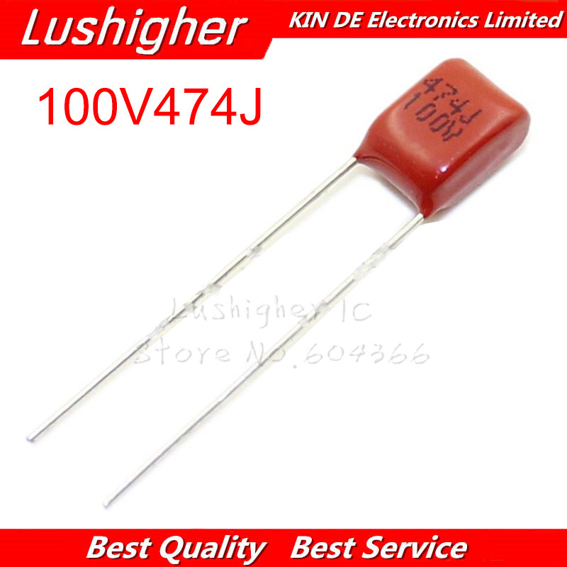 10PCS 100V474J 0.47UF Pitch 5 มม.470nf 474 474J 100V CBB ตัวเก็บประจุฟิล์มโพรพิลีน