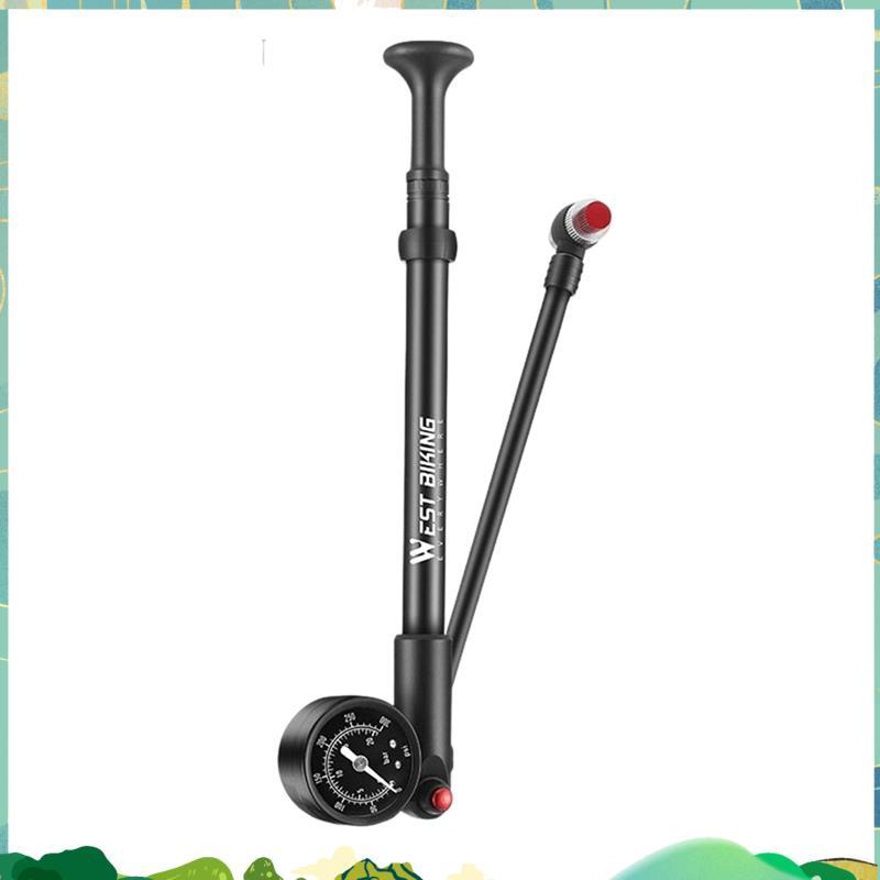 แรงดันสูง 300PSI ปั๊มจักรยานพร้อมเกจวัดจักรยานด้านหน้าส้อมปั๊ม Schrader วาล์ว Inflator อุปกรณ์เสริม