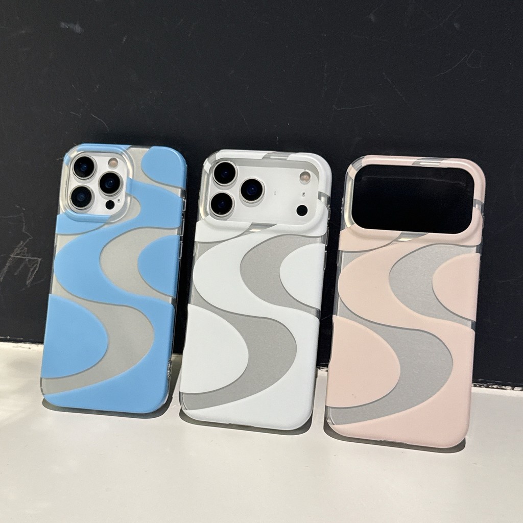 Ins Style Simple Contrast Color Geometric Pattern เหมาะสําหรับ iPhone17pro max Apple 16pro เคสโทรศัพท์ Double Layer IMD